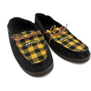 💚Appalachian University ASU Men's Size L11/12 Black Yellow Plaid Slippers